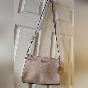 Guess Blush Pink Shoulder Bag with Heart Charm
